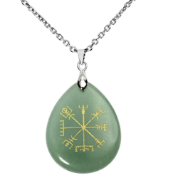 Pendentif vegvisir aventurine verte