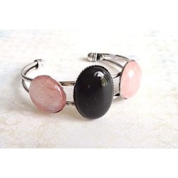 Bracelet quartz rose et agate noire